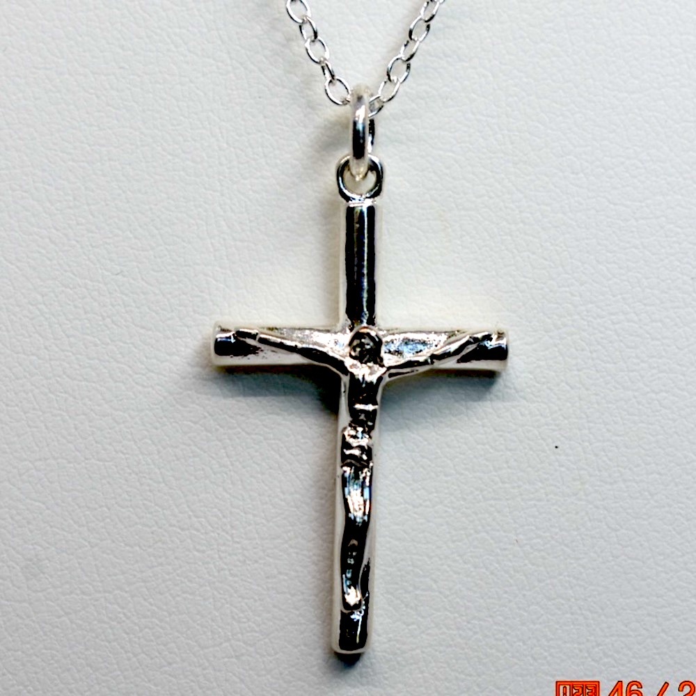 White Gold Plated Cross Necklace!